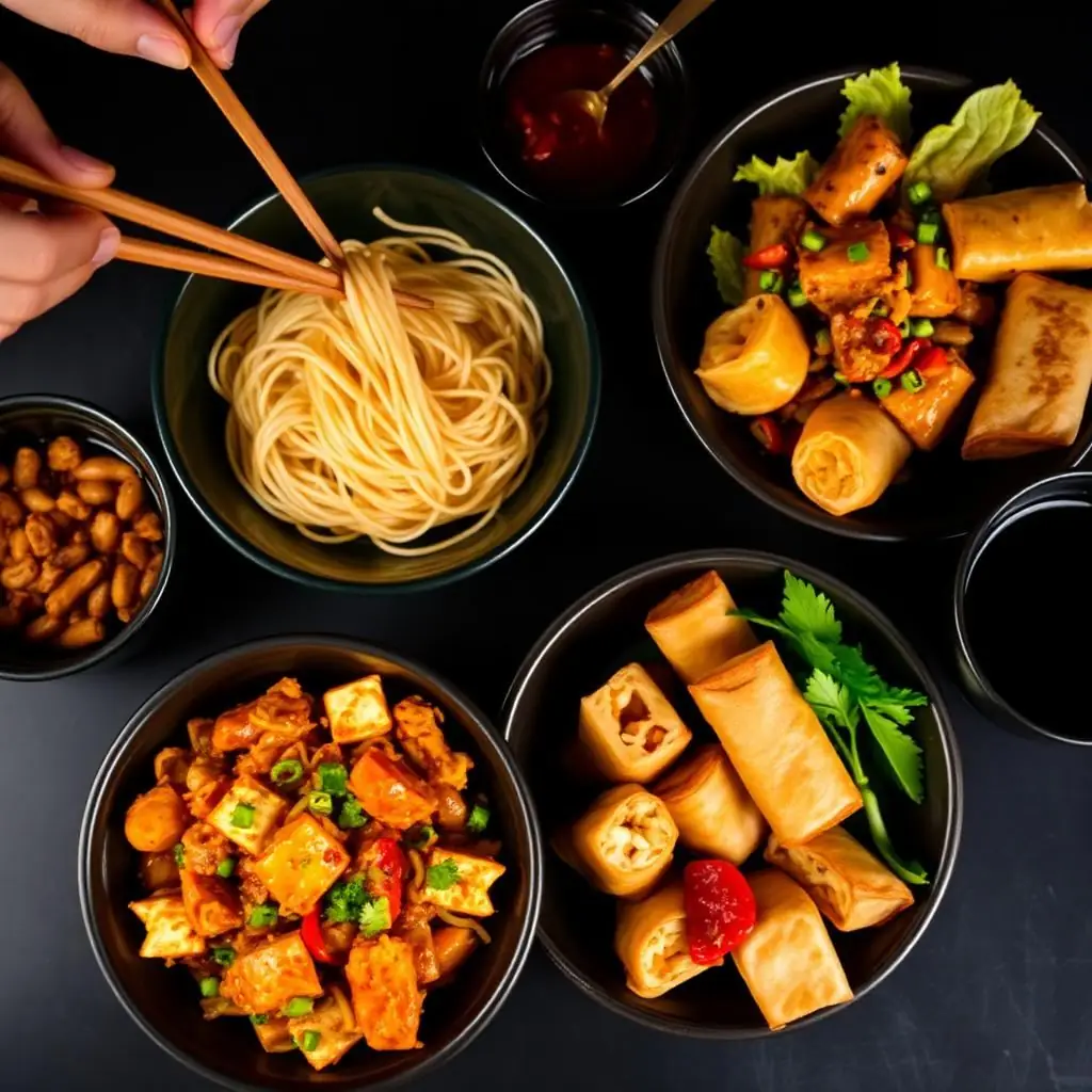Indo-Chinese vegetarian catering in Bangalore — hakka noodles, manchurian and spring rolls by Sukhdev Caterers