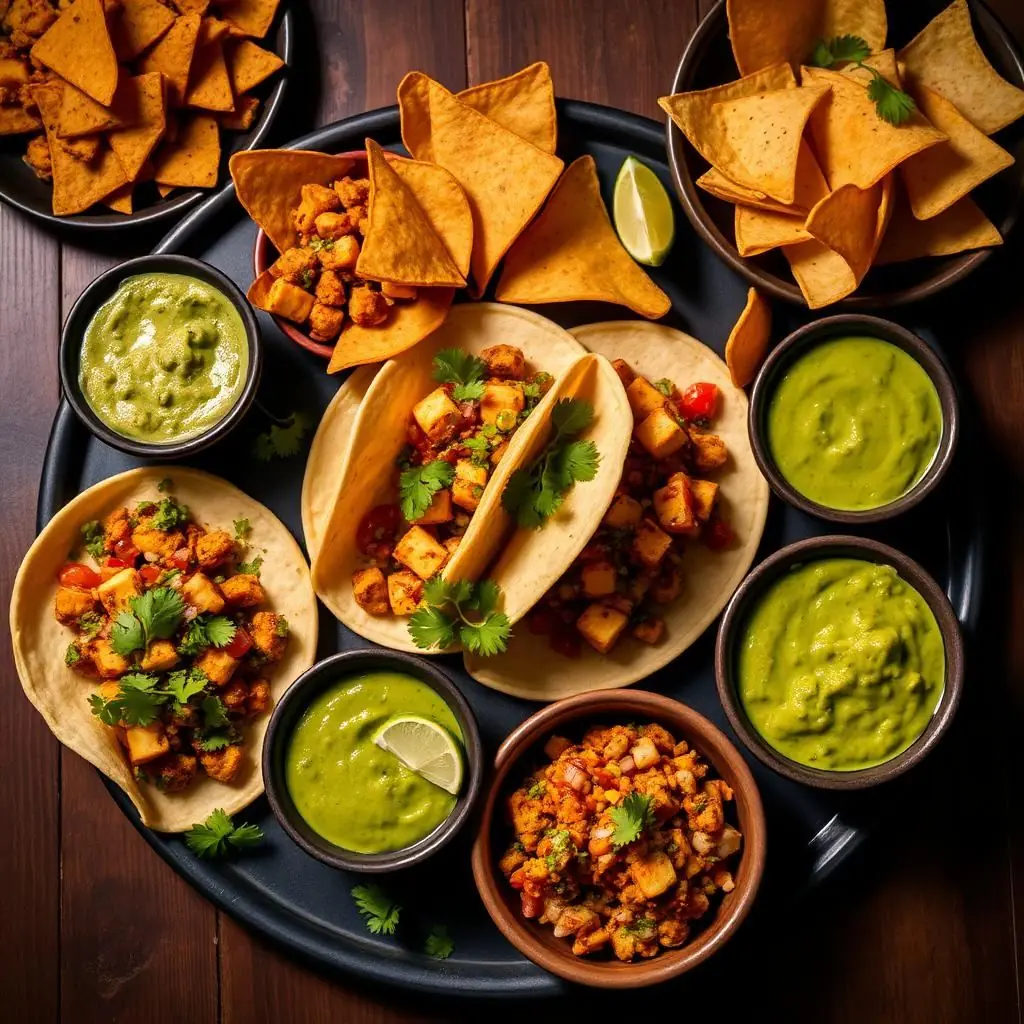 Mexican vegetarian catering in Bangalore — paneer tacos, nachos and guacamole by Sukhdev Caterers