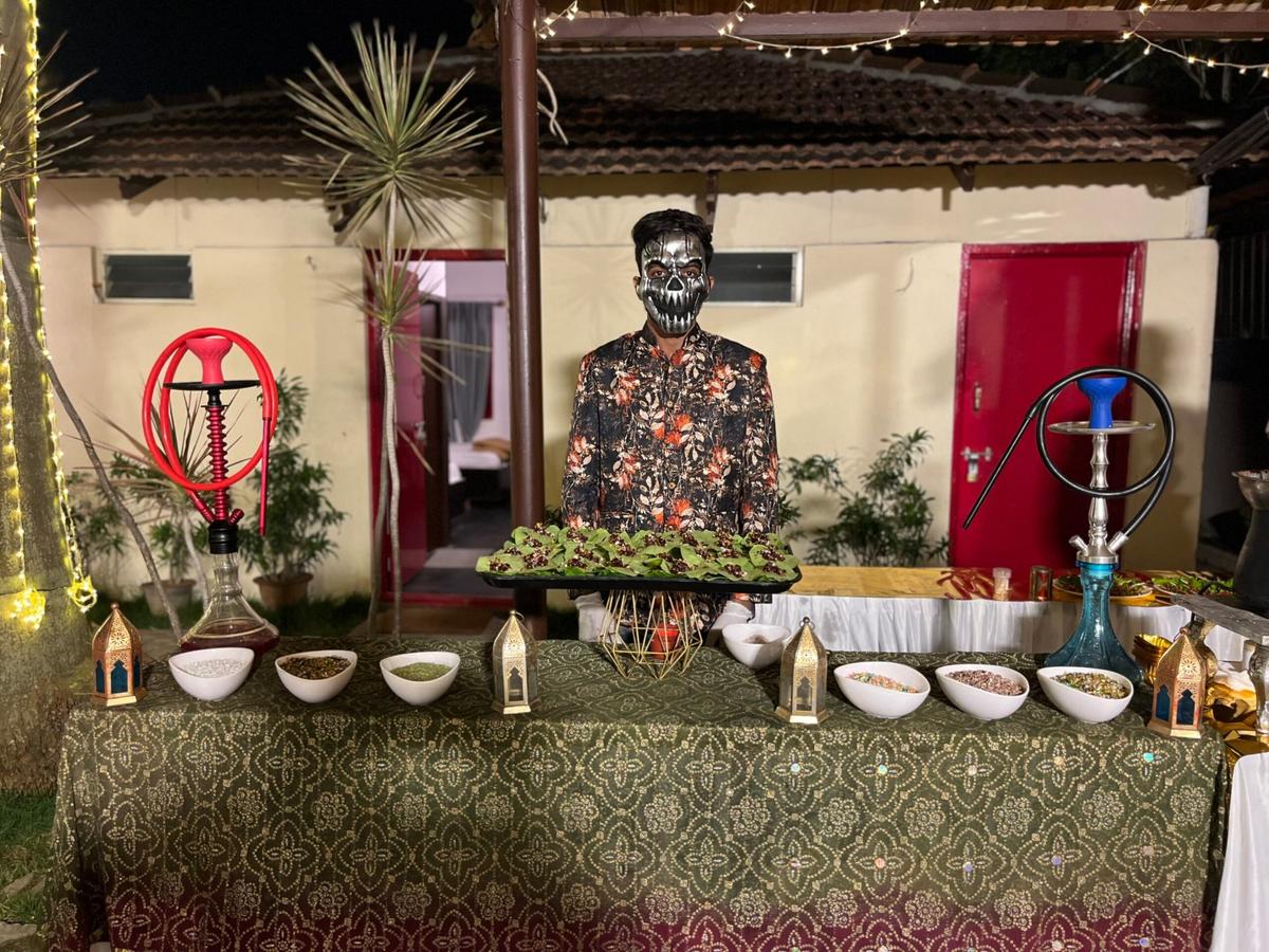 Signature paan and hookah lounge counter at a Bangalore sangeet